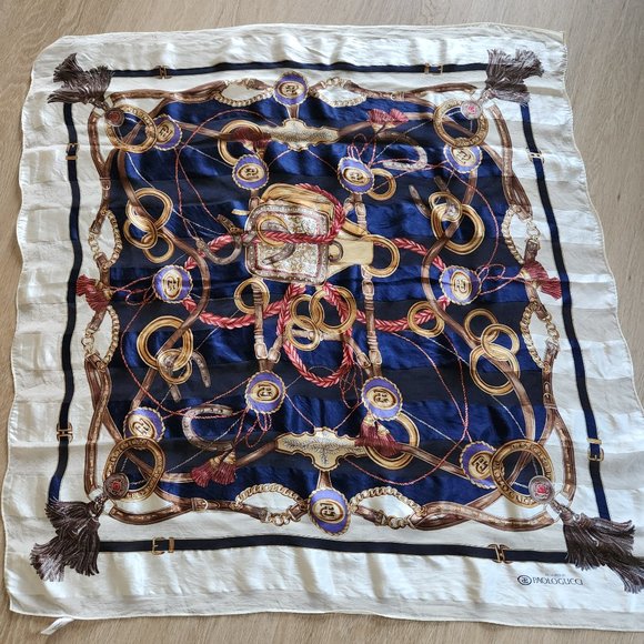 Sam Whan Designed by PAOLA GUCCI ~ 100% Silk Scarf ~ Square 34x34 ~ GORGEOUS